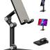 OCYCLONE Phone Stand, Adjustable Height and Angle Foldable Cell Phone Stand Holder for Desk, Taller iPhone Stand Compatible with 4-11 Inch Mobile Phone/iPad/Tablet - Black