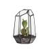 NCYP Small Irregular Geometric Terrarium - 4.1" x 3.5" x 5.9" - Miniature Glass Terrarium Planter for Succulent Air Plants - Tabletop Garden Display Container, Black (No Plants)