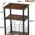 Tuohours Record Player Stand, 3 Tier End Side Table with Vinyl Record Storage Basket, Turntable Table up to 100 Albums Record Shelf Display Holder Cabinet for Living Room, Bedroom, Office
