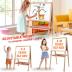 Wooden Art Easel for Kids,Adjustable Double Sided Painting Easel for Toddlers 3,4,5,6,7,8,9,10Years,Foldable Standing Kids Easel with Accessories, Perfect Painting Gifts for Kids Boys&Girls
