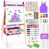 Joyooss Art Easel for Kids Easel for Toddlers, Adjustable Standing Wooden Toddler Easels Kids Board Whiteboard & Chalk Board Kids Dry Erase Board, Art Easel for Kids Age 2-4 4-8 9-12 Drawing Easels