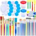 BigOtters Painting Brushes, 45PCS Kids All Purpose Paint Supplies Include Paint Cups with Lids Palette Tray Multi Sizes Paint Brush Set for Kids Gifts School Prizes Art Party
