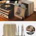 BS-VOG Now Playing Vinyl Record Stand, 50 LP Vinyl Record Storage with Non-slip Grooves, Wood Now Spinning Vinyl Record Holder for Albums Magazine Rack Magazine Organizer Record Display, Gift Package