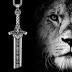 ZiWuark Mens Broken Sword Necklace Lion Head Knight Dragon Sword Pendant Viking Jewelry for Men Women, Silver Lion