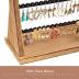 Poyilooo Earring Holder Organizer, Rustic Wood Earring Holder Stand, 5 Layer Jewelry Holder Organizer with 270 Earring Tree Holes Display Rack for Stud Earings & Hoop Earrings, Gifts for Women