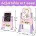 Mojitodon Art Easel for Kids, Adjustable Standing Rotatable Double Sided Easel with Painting Accessories for Toddlers Boys and Girls-Pink