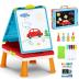 Kids Art Easel Toys, Foldable Double Sided Tabletop Art Easel, Chalk Board and White Board with Painting Accessories, Birthday Gift for Toddlers, Boys and Girls