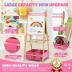 Kids Easel Including 100+ Accessories, Dual-Sided Wooden Easel for Kids Girls Age 3-12 with Magnetic Chalk & Painting Board, Free Height Adjustable Art Easel Supplies for Toddlers (Pink)