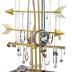Urban Deco Arrow Jewelry Organizer Stand 4-Tier Gold Jewelry Stand Necklace Organizer With Wooden Ring Holder For Jewelry Display Bracelet Holder Stand Earring Organizer For Girls - Gold