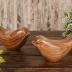 NIRMAN Acacia Wood Bird Statues Set Home Décor Bird Sculpture for Living Room, Bathroom, Office Modern Style Birds Decorative Ornaments (Set of 2) (4.5" x 2" x 2.5")