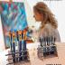 tinctor Wooden Paint Brush Holder for 44 Brushes - Desk Stand Paintbrush Organizer, Holding Rack for Pens, Paint Brushes, Colored Pencils, Markers