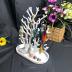 NewFerU Coral Tree Jewelry Hanging Stand Display Table Top Necklace Bracelet Holder Earring Hanger Organizer Rack Tower with a Ring Watch Dish Tray for Women Girls (White)