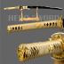 Handmade Gold Blade Japanese Samurai Sword Hand Etching engrave Gold Dragon Katana Full Tang Sharp Can Cut Bamboo Trees (Gold Dragon Katana)
