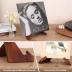 PUERSI Now Playing Vinyl Record Stand, Wooden Display Vinyl Holder Stand, Retro Now Spinning Record Accessories - Rustic Brown