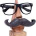 Ajuny Handcrafted Wooden Eyeglass Spectacle Holder - Handmade Mustache Design Eyewear Wood Display Stand, Specs Sunglasses Eyeglasses Goggles Stand Organizer for Office Desk Home Decor Gifts
