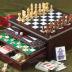 Board Game Set - Deluxe 15 in 1 Tabletop Wood-accented Game Center with Storage Drawer (Checkers, Chess, Chinese Checkers, Parcheesi, TicTacToe, SOlitaire, Snakes and Ladders, Mancala, Backgammon, Poker Dice, Playing Cards, Go Fish, Old Maid, and Dominos)
