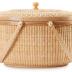 Nantucket style basket Picnic Basket rattan Handmade Products woven Sewing storage basket Two swing handles Tote Bag For Women