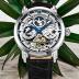 Stuhrling Original Legacy Men's Automatic Watch Stainless Steel 46 MM Case Genuine Leather Strap Watch Black