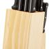 Amazon Basics 14-Piece High Carbon Stainless Steel Kitchen Knife Set with Sharpener and Pinewood Block, Black