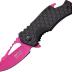 MTech USA – Spring Assisted Folding Knife – Pink Fine Edge Stainless Steel Blade with Black Nylon Fiber Handle, Bottle Opener, Pocket Clip, Tactical, EDC, Self Defense- MT-A882PK