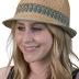 Funky Junque UPF50+ Womens Adjustable Multicolor Woven Pattern Short Brim Fedora Hat