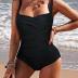Ekouaer Women's One Piece Swimsuit Ruched Tummy Control Bathing Suits Vintage Retro Push Up Swimwear