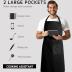 Syntus 2 Pack Adjustable Bib Apron Waterdrop Resistant with 2 Pockets Cooking Kitchen Aprons for Women Men Chef, Black