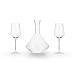 Viski Raye Bordeaux Wine Glasses & Decanter Set - Premium Crystal Clear Glass, Modern, Stemmed, Flat Bottom, Red Wine Gift - Set of 3 , 16 oz and 30 oz