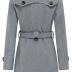 wantdo Women's Casual Long Sleeve Double Breasted Pea Coat with Belt Grey M