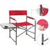 Portal Compact Steel Frame Folding Director's Chair Portable Camping Chair with Side Table, Supports 225 LBS