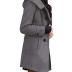 Tanming Women's Warm Double Breasted Wool Pea Coat Trench Coat Jacket with Hood (Grey-L)