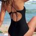 Ekouaer One Piece Swimsuits Women Bathing Suit V Neck Swimwear Tummy Control Monokini Cross Backless Swimming Suits