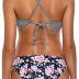beautyin Womens Floral Striped Halter High Neck Bikini Swimsuit Set Cross Back