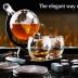 Father's Day Whiskey Decanter Globe Set with 2 Etched Globe Whisky Glasses | Whiskey Stones, Ice Tong, Coasters, Funnel - Gifts For Men Dad, Husband - Liquor, Bourbon, Scotch, Vodka with a Wood Stand