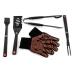 Yukon Glory™ Heavy Duty 5 Piece Grilling Tools Set, Durable Stainless Steel BBQ Accessories, Long Handle 3 in 1 Spatula, Tongs, Brush, Grill Fork, Thick Grilling Gloves, Gift Set
