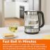 Amazon Basics Electric Kettle, Glass and Steel, Tea Kettle for Boiling Water, With Auto Shut-Off and Boil Dry Protection, 1.7-Liter, Black and Sliver