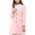 Allegra K Women's 2024 Pea Coat Single Breasted Long Winter Coats for Women Large Pink