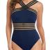 Hilor Women's One Piece Swimwear Front Crossover Swimsuits Hollow Bathing Suits Monokinis