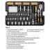 DEKOPRO 258 Piece Tool Kit with Rolling Tool Box Socket Wrench Hand Tool Set Mechanic Case Trolley Portable