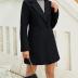 Springrain Women's Wool Pea Coat Notched Collar Double Breasted Midi Long Trench Coat Outwear (Black, M)