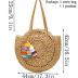 Straw Bag Round Summer Straw Large Woven Beach Bag Purse For Women Vocation Tote Handbags With Pom Poms