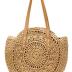 Straw Bag Round Summer Straw Large Woven Beach Bag Purse For Women Vocation Tote Handbags With Pom Poms