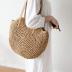 Straw Handbags Women Handwoven Round Corn Straw Bags Natural Chic Hand Large Summer Beach Tote Woven Handle Shoulder Bag