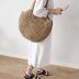 Straw Handbags Women Handwoven Round Corn Straw Bags Natural Chic Hand Large Summer Beach Tote Woven Handle Shoulder Bag