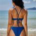 ZAFUL Women's Tie Back Padded High Cut Bralette Bikini Set Two Piece Swimsuit