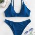 ZAFUL Women's Tie Back Padded High Cut Bralette Bikini Set Two Piece Swimsuit