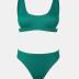 CUPSHE Women Swimsuit Bikini Set Two Piece Ribbed Texture Side Cutout Tank Top Mid Rise Bathing Suit