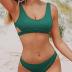 CUPSHE Women Swimsuit Bikini Set Two Piece Ribbed Texture Side Cutout Tank Top Mid Rise Bathing Suit