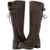 GLOBALWIN Women's Chunky Heel Brown Lace Up Back Knee High Fashion Boots 8.5M