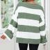 ZESICA Women's 2024 Fall Long Sleeve Crew Neck Striped Color Block Comfy Loose Oversized Knitted Pullover Sweater,Green,Medium